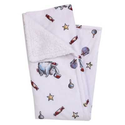 Disney&reg; Winnie the Pooh Christmas Sherpa Baby Blanket in White