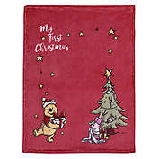 Disney&reg; Winnie the Pooh &quot;My First Christmas&quot; Baby Blanket in Red