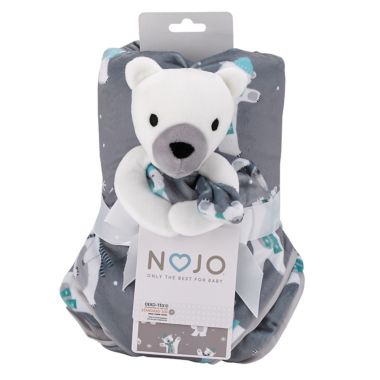 NoJo&reg; Polar Bear Winter Sherpa Baby Blanket &amp; Security Blanket in Grey. View a larger version of this product image.