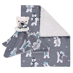 NoJo® Polar Bear Winter Sherpa Baby Blanket & Security Blanket in Grey