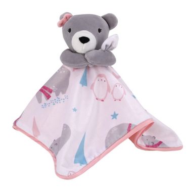 NoJo&reg; 2-Piece Bear Christmas Polyester Baby Blanket and Security Blanket Set in White. View a larger version of this product image.