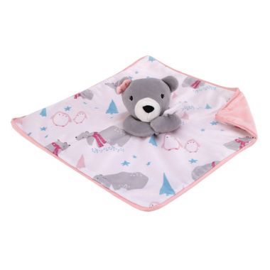 NoJo&reg; 2-Piece Bear Christmas Polyester Baby Blanket and Security Blanket Set in White. View a larger version of this product image.