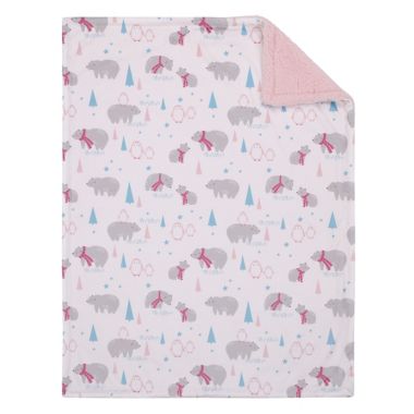 NoJo&reg; 2-Piece Bear Christmas Polyester Baby Blanket and Security Blanket Set in White. View a larger version of this product image.