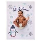Alternate image 1 for NoJo&reg; Penguin Let It Snow Polyester Photo Op Baby Blanket in White