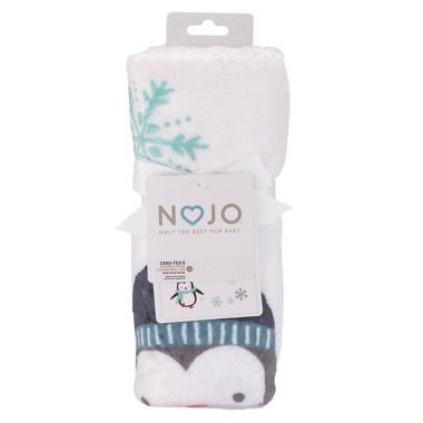NoJo&reg; Penguin Let It Snow Polyester Photo Op Baby Blanket in White. View a larger version of this product image.