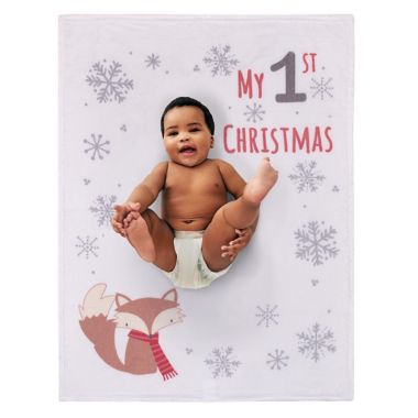 NoJo&reg; My 1st Christmas Polyester Photo Op Baby Blanket in White. View a larger version of this product image.