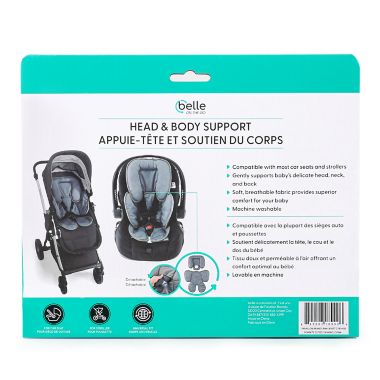 Belle ON THE GO Head and Body Support in Grey. View a larger version of this product image.