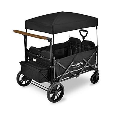 WonderFold Wagon X4 Push and Pull Quad Stroller Wagon in Black. View a larger version of this product image.