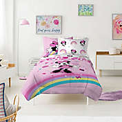 Disney&reg; Minnie Mouse Rainbow Stripe 7-Piece Reversible Queen Comforter Set in Pink