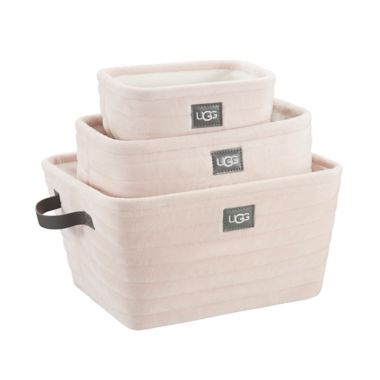 UGG&reg; Chrisley Storage Bins in Pink Shell (Set of 3). View a larger version of this product image.