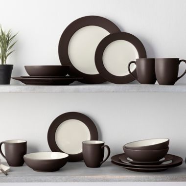 Noritake&reg; Colorwave Rim 16-Piece Dinnerware Set in Chocolate. View a larger version of this product image.