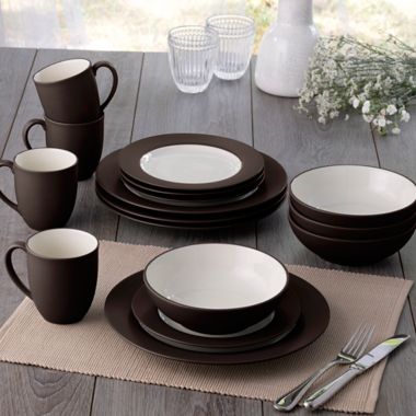 Noritake&reg; Colorwave Rim 16-Piece Dinnerware Set in Chocolate. View a larger version of this product image.