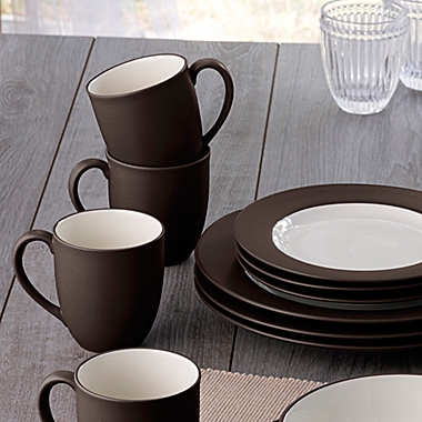 Noritake&reg; Colorwave Rim 16-Piece Dinnerware Set in Chocolate. View a larger version of this product image.