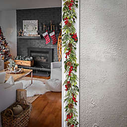 HGTV Home 9-Foot Artificial Berries and Greenery Christmas Garland