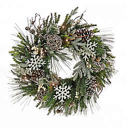 HGTV Home 28-Inch Pre-Lit Cozy Winter Wreath