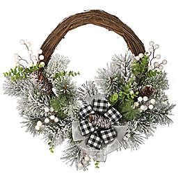 National Tree Company® 22-Inch Snowy Christmas Wreath in Green with Bow