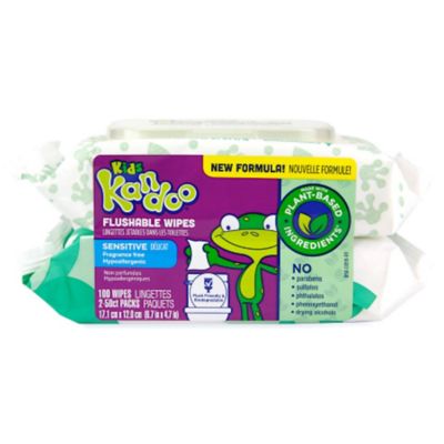 Kids Kandoo Plant-Based 2-Pack 50-Count Flushable Baby Wipes