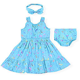 Nannette Baby® 2-Piece Poplin Sundress and Diaper Cover Set in Aqua