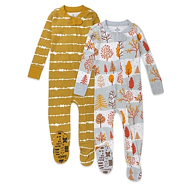 Honest&reg; Size 24M 2-Pack Striped/Forest Organic Cotton Snug-Fit Footed Pajamas in White/Multi. View a larger version of this product image.