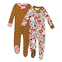 Honest® 2-Pack Floral Snug-Fit Organic Cotton Footed Pajamas