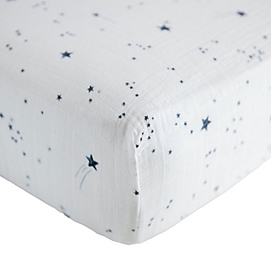 Little Unicorn&reg; Cotton Muslin Fitted Sheet in Shooting Stars. View a larger version of this product image.