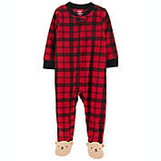 carter&#39;s&reg; Size 2T 1-Piece Plaid Bear Fleece Footie PJs in Red