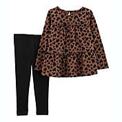 carter&#39;s&reg; 2-Piece Cheetah Heart Top and Legging Set in Brown/Black