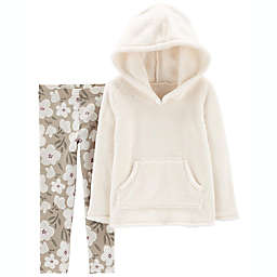 carter's® Size 4T 2-Piece Fuzzy Hoodie and Floral Legging Set in White