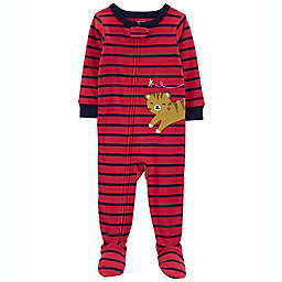 carter's® 1-Piece Stripe Tiger Cub 100% Snug Fit Cotton Footie PJs in Red