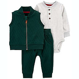 carter's® 3-Piece Quilted Vest, Pant, and Bodysuit Set in Green