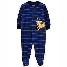 carter's® Striped Tiger Cub Snap-Up Fleece Sleep & Play in Blue