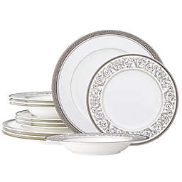Noritake® Summit 12-Piece Dinnerware Set in White/Platinum