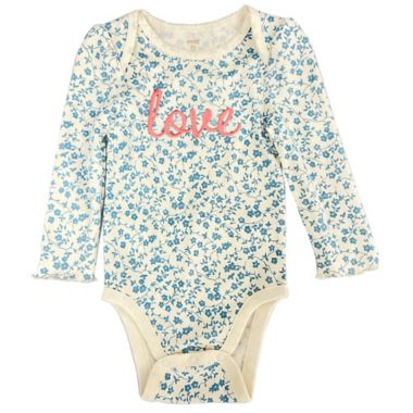 ever &amp; ever&trade; Size 6M "Love" Long Sleeve Bodysuit in Rose Bud Floral. View a larger version of this product image.