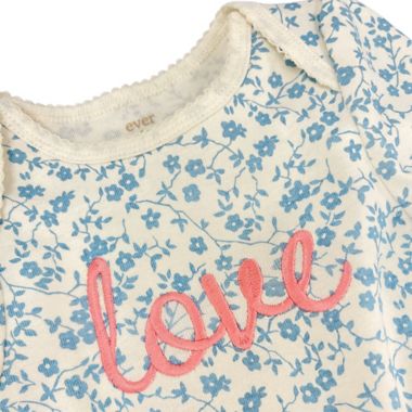 ever &amp; ever&trade; Size 6M "Love" Long Sleeve Bodysuit in Rose Bud Floral. View a larger version of this product image.