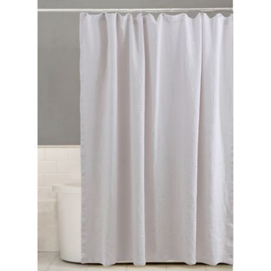 The Threadery&trade; 72-Inch x 72-Inch Linen/Cotton Standard Shower Curtain in Bright White. View a larger version of this product image.
