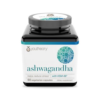 Youtheory&reg; 60-Count Ashwagandha Vegetarian Capsules. View a larger version of this product image.