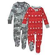 Honest&reg; 2-Pack Night Pine Organic Cotton Snug-Fit Footed Pajamas in Grey/Red