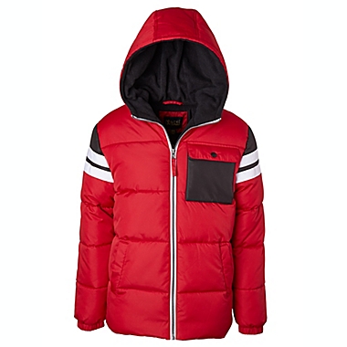 iXtreme Size 12M Colorblock Puffer Jacket in Red/Black. View a larger version of this product image.