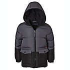 Alternate image 0 for iXtreme Size 24M Colorblock Puffer Jacket in Charcoal/Black