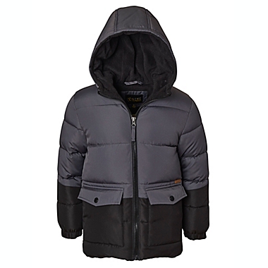 iXtreme Size 24M Colorblock Puffer Jacket in Charcoal/Black. View a larger version of this product image.