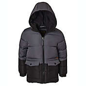 iXtreme Colorblock Puffer Jacket in Charcoal/Black