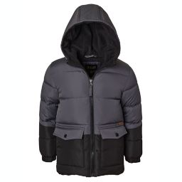 iXtreme Colorblock Puffer Jacket in Charcoal/Black