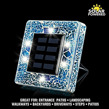 Bell + Howell Mosaic Solar Powered Outdoor Disk Lights in Blue (Set of 4). View a larger version of this product image.