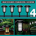 Alternate image 1 for Bell + Howell Stainless Steel Outdoor Solar Pathway Lights in Black (Set of 4)