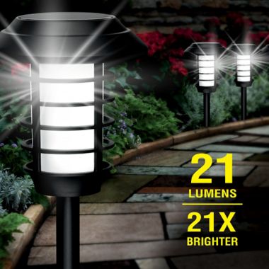 Bell + Howell Stainless Steel Outdoor Solar Pathway Lights in Black (Set of 4). View a larger version of this product image.