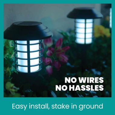 Bell + Howell Stainless Steel Outdoor Solar Pathway Lights in Black (Set of 4). View a larger version of this product image.