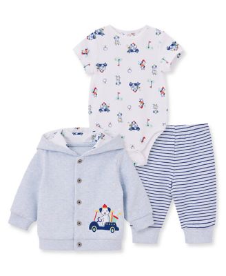 Little Me&reg; 3-Piece Golf Pal Cardigan, Bodysuit, and Pant Set in Blue