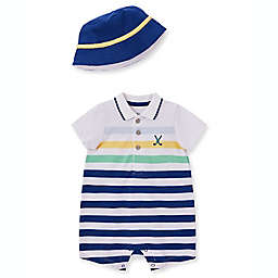 Little Me® 2-Piece Stripe Golf Romper and Hat Set