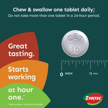 Zyrtec&reg; Allergy 24-Count 10 mg Dye-Free Chewables. View a larger version of this product image.