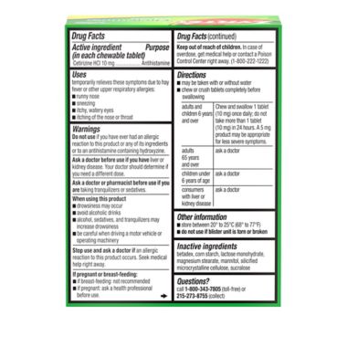 Zyrtec&reg; Allergy 24-Count 10 mg Dye-Free Chewables. View a larger version of this product image.